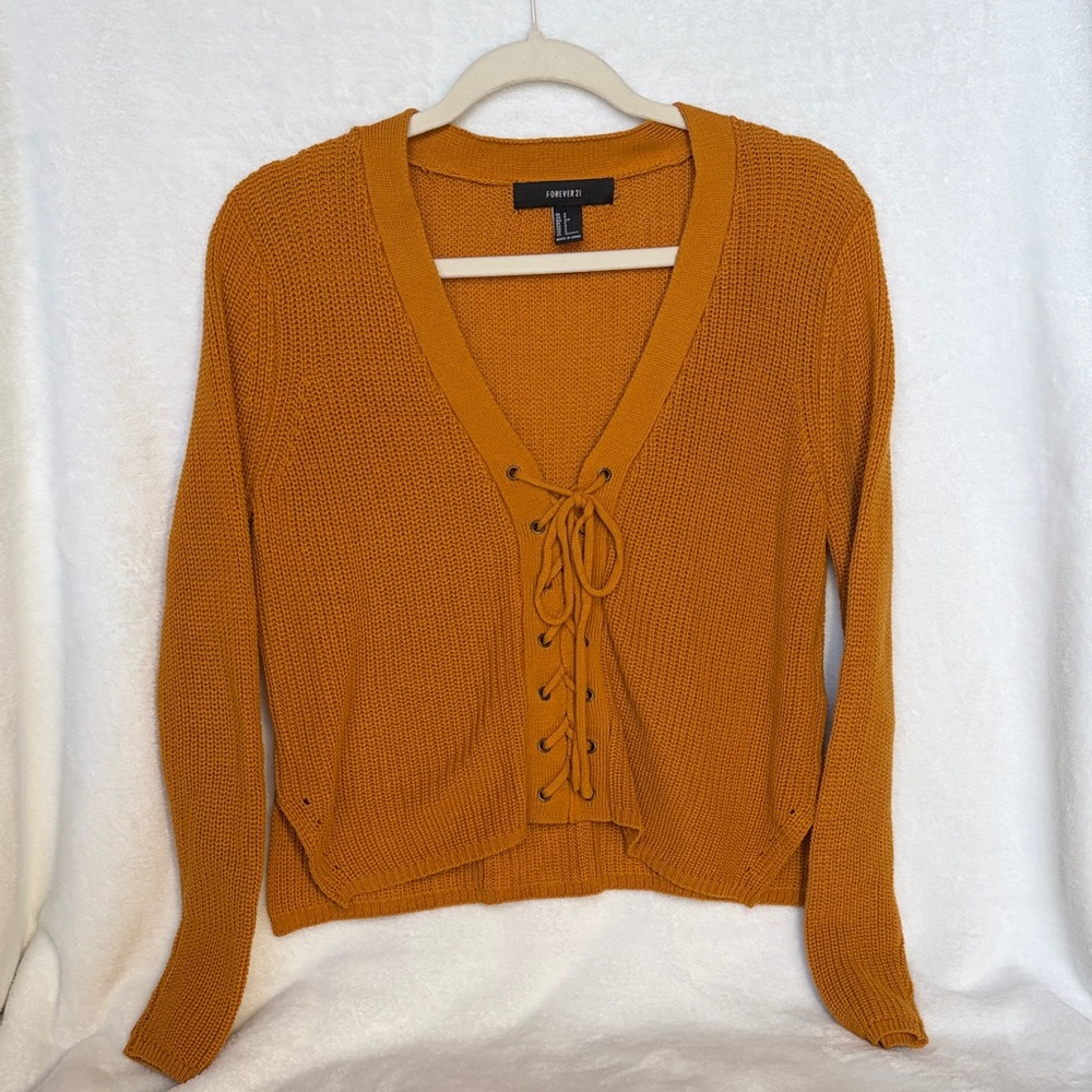FOREVER 21 Mustard Knit Cardigan